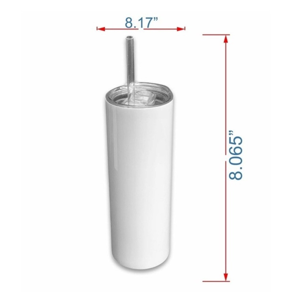 blank 20 oz straight Skinny tumbler for sublimation | Sublimation Tumbler - Picture 2 of 2